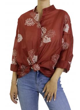 Camicia in viscosa con ricami 